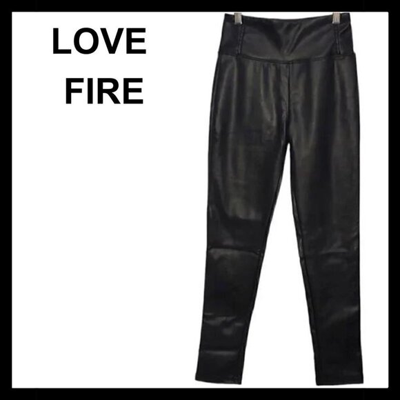 NWT LOVE FIRE Girl's black faux leather leggings - Picture 1 of 12